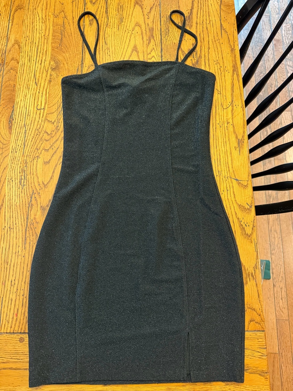 Classic Black Spaghetti Strap Bodycon Dress sz S